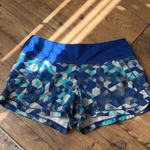Athleta Blue Geometric Print Athletic Shorts